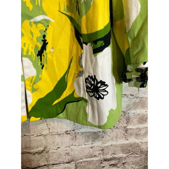 Trenz by Theresa Renz Blazer Jacket Womens 2X Yellow & Green Open Front Floral - Picture 6 of 12